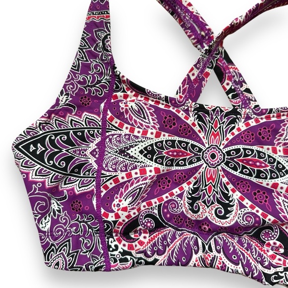 Athleta Women's Purple Paisley Cross Strap Underwire Bathing Suit Top Sz XXS - Picture 5 of 6